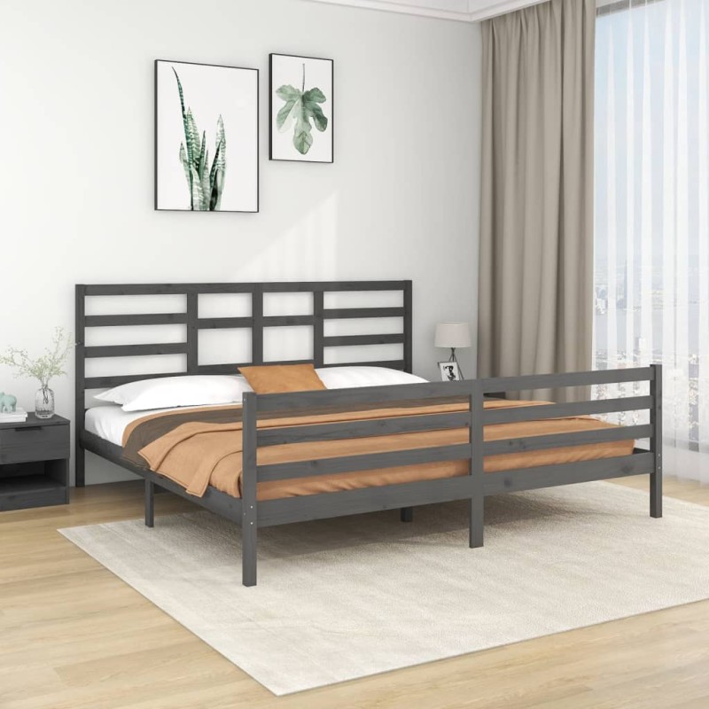 vidaXL Massivholzbett Grau 200x200 cm vidaXL Massivholzbett Grau 200x200 cm