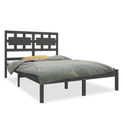 vidaXL Massivholzbett Grau 120x190 cm