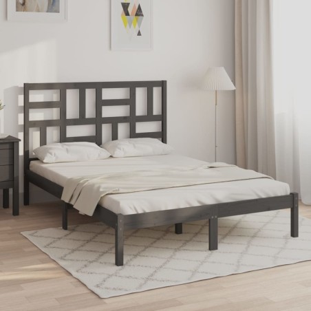vidaXL Massivholzbett Grau 140x200 cm