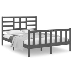 vidaXL Massivholzbett Grau 140x190 cm