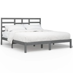 vidaXL Massivholzbett Grau 180x200 cm