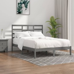 vidaXL Massivholzbett Grau 120x190 cm
