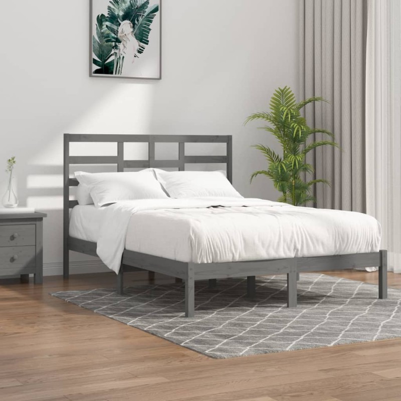 vidaXL Massivholzbett Grau 120x190 cm vidaXL Massivholzbett Grau 120x190 cm