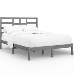 vidaXL Massivholzbett Grau 120x190 cm