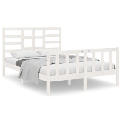 vidaXL Massivholzbett Weiß 140x190 cm