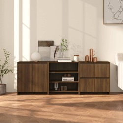 vidaXL 3-tlg. Sideboard Braun Eichen-Optik Holzwerkstoff