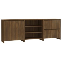 vidaXL 3-tlg. Sideboard Braun Eichen-Optik Holzwerkstoff