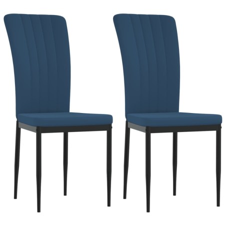 vidaXL Esszimmerstühle 2 Stk. Blau Samt