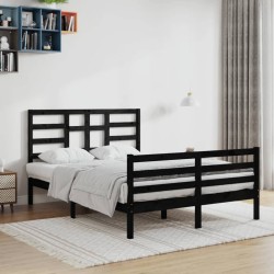 vidaXL Massivholzbett Schwarz 120x200 cm