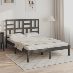 vidaXL Massivholzbett Grau 120x190 cm