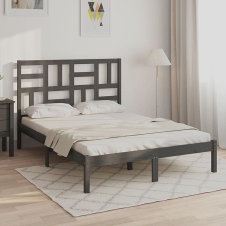 vidaXL Massivholzbett Grau 120x190 cm