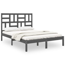 vidaXL Massivholzbett Grau 120x190 cm