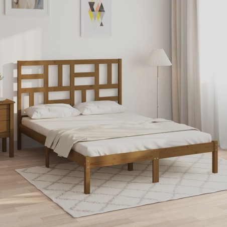 vidaXL Massivholzbett Honigbraun 140x190 cm