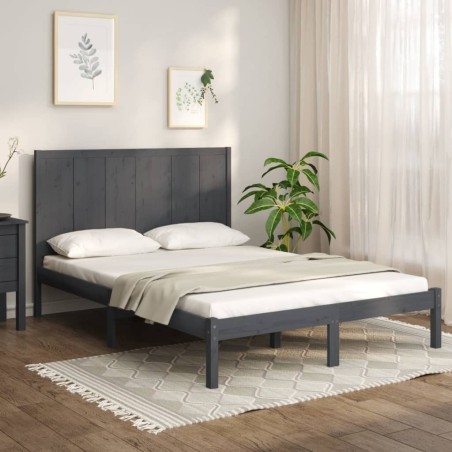 vidaXL Massivholzbett Grau Kiefer 150x200 cm