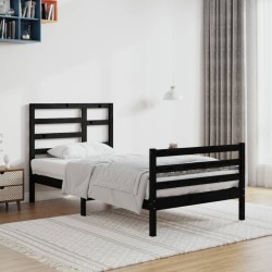 vidaXL Massivholzbett Schwarz 100x200 cm