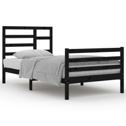 vidaXL Massivholzbett Schwarz 100x200 cm