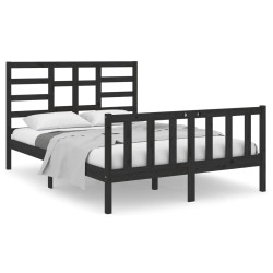 vidaXL Massivholzbett Schwarz 120x190 cm