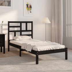 vidaXL Massivholzbett Schwarz 100x200 cm