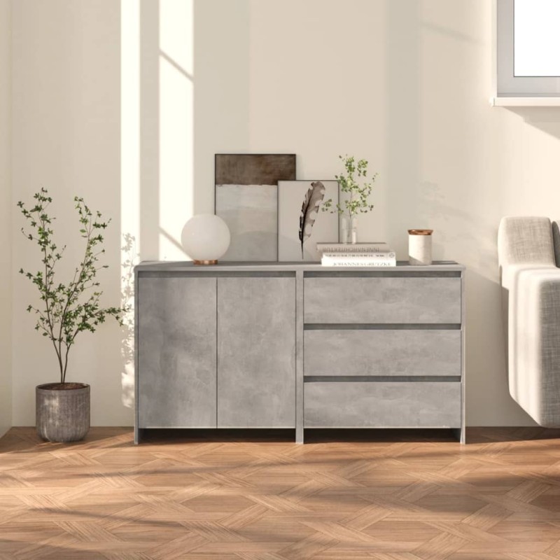 vidaXL 2-tlg. Sideboard Betongrau Holzwerkstoff vidaXL 2-tlg. Sideboard Betongrau Holzwerkstoff