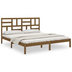 vidaXL Massivholzbett Honigbraun 200x200 cm