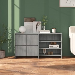 vidaXL 2-tlg. Sideboard Grau Sonoma Holzwerkstoff