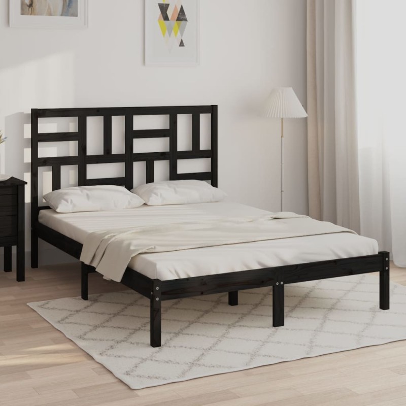 vidaXL Massivholzbett Schwarz 120x200 cm vidaXL Massivholzbett Schwarz 120x200 cm