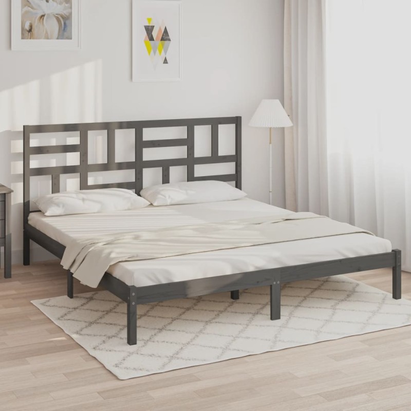 vidaXL Massivholzbett Grau 200x200 cm vidaXL Massivholzbett Grau 200x200 cm