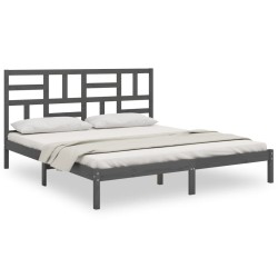 vidaXL Massivholzbett Grau 200x200 cm
