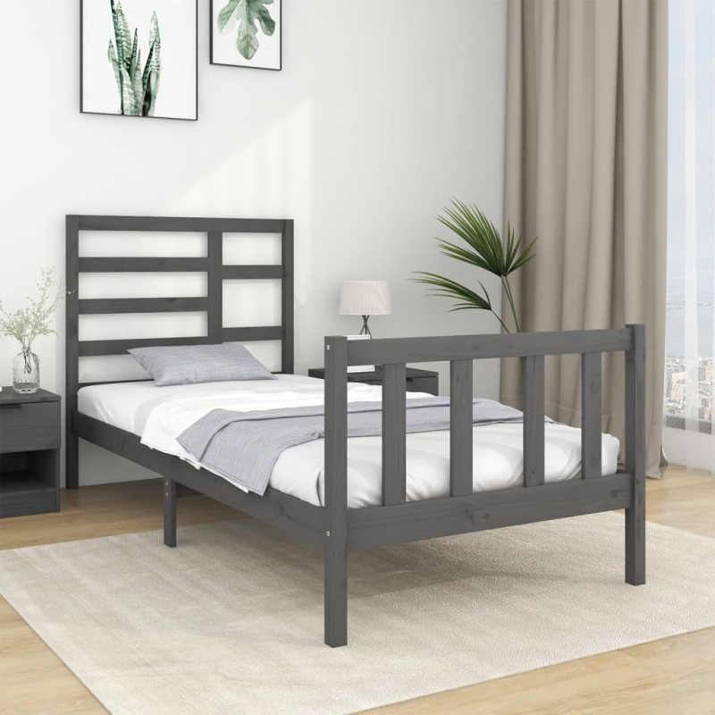 vidaXL Massivholzbett Grau 90x190 cm vidaXL Massivholzbett Grau 90x190 cm