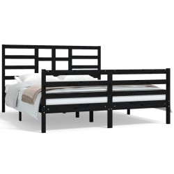 vidaXL Massivholzbett Schwarz 160x200 cm