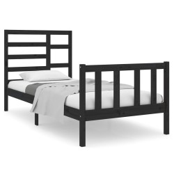vidaXL Massivholzbett Schwarz 75x190 cm