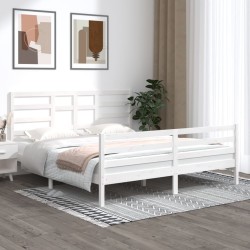 vidaXL Massivholzbett Weiß 180x200 cm