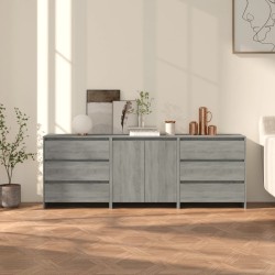 vidaXL 3-tlg. Sideboard Grau Sonoma Holzwerkstoff