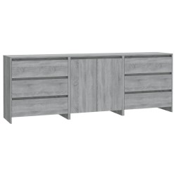 vidaXL 3-tlg. Sideboard Grau Sonoma Holzwerkstoff