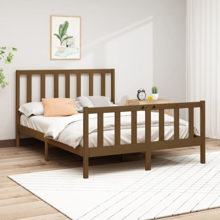 vidaXL Massivholzbett Honigbraun 120x200 cm