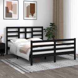 vidaXL Massivholzbett Schwarz 150x200 cm