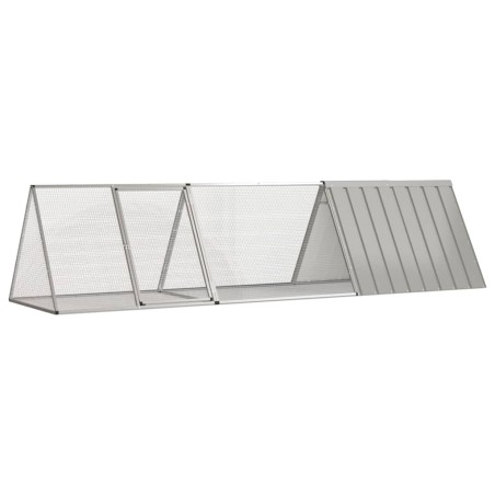 vidaXL Kaninchenkäfig Grau 302,5x80,5x71 cm Verzinkter Stahl