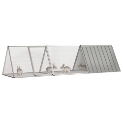 vidaXL Kaninchenkäfig Grau 302,5x80,5x71 cm Verzinkter Stahl