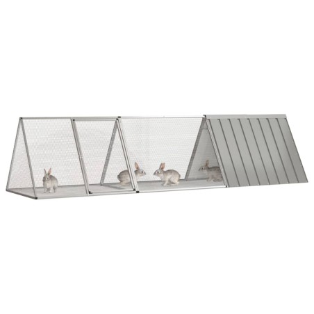 vidaXL Kaninchenkäfig Grau 302,5x80,5x71 cm Verzinkter Stahl