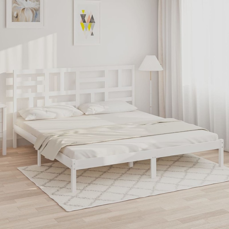 vidaXL Massivholzbett Weiß 180x200 cm vidaXL Massivholzbett Weiß 180x200 cm