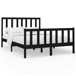 vidaXL Massivholzbett Schwarz Kiefer 140x190 cm