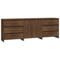 vidaXL 3-tlg. Sideboard Braun Eiche-Optik Holzwerkstoff