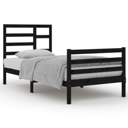 vidaXL Massivholzbett Schwarz 90x200 cm