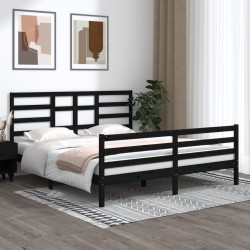 vidaXL Massivholzbett Schwarz 180x200 cm