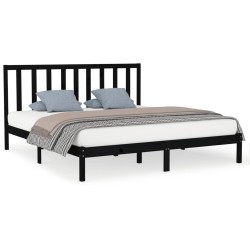 vidaXL Massivholzbett Schwarz 180x200 cm