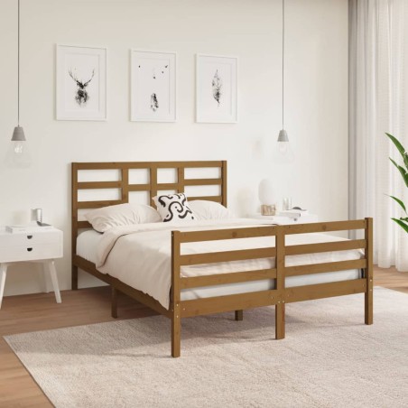 vidaXL Massivholzbett Honigbraun 120x190 cm