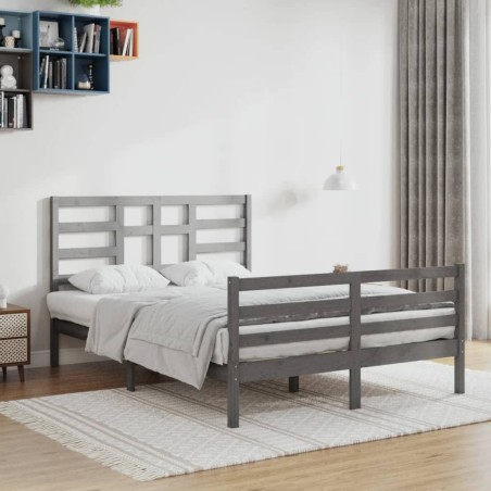vidaXL Massivholzbett Grau 140x200 cm
