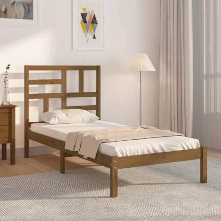vidaXL Massivholzbett Honigbraun 90x200 cm