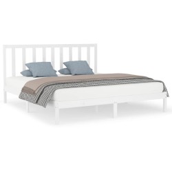 vidaXL Massivholzbett Weiß 200x200 cm