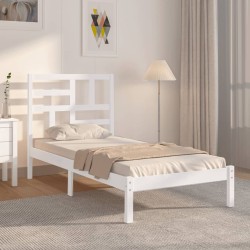 vidaXL Massivholzbett Weiß 100x200 cm